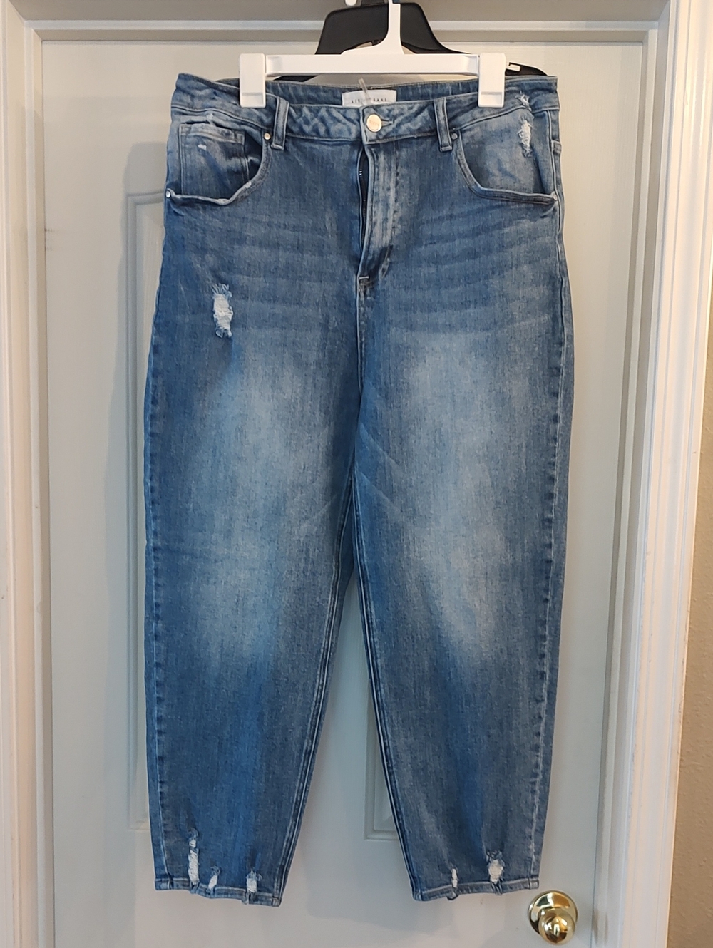Washed Blue Straight Leg Women’s Jeans - Relaxed Cut